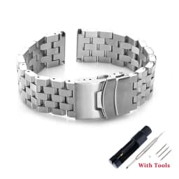 18mm 20mm 22mm 24mm 26mm High Quality Full Solid Stainless Steel Flat Interface Watch Band Straps Wristband Bracelet With Tools