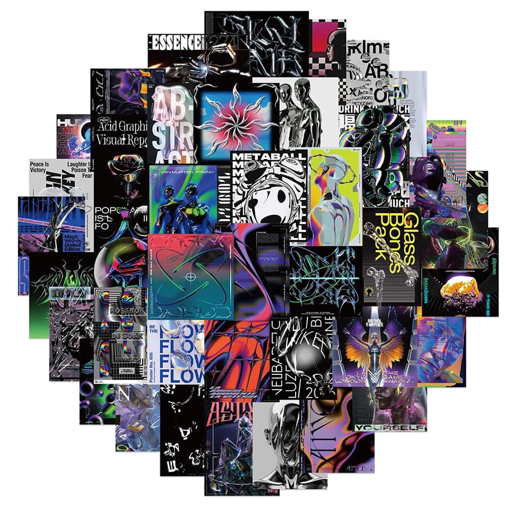 10/30/40pcs Harajuku Acid Graphic Stickers Decal DIY Skateboard Laptop Guitar Phone Luggage Car Helmet Cool Sticker For Kids Toy