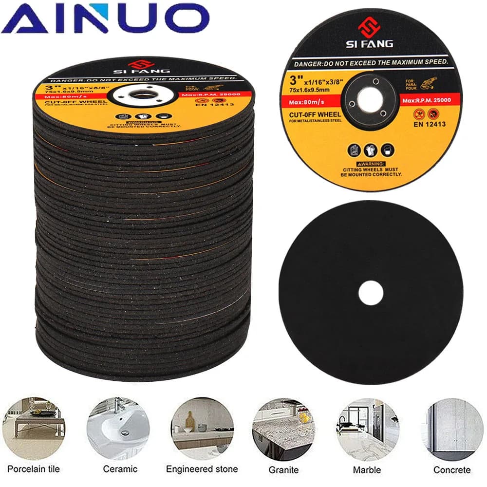 3" Metal Cutting Discs 75mm Cut Off Wheels Fiber Cutter Reinforced Resin Blade Flap Sanding Grinding Angle Grinder 1-50Pcs