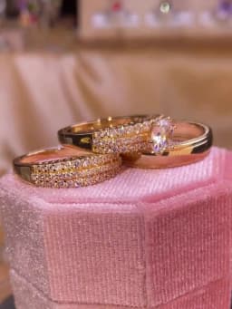 Couple Rings Exquisite Women Rhinestones Zirconia Rings Set Simple Men Stainless Steel Ring Wedding Jewelry Gifts For Lover