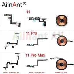 AiinAnt Power Volume Buttons Mute Wireless Charging Flash Light Power Flex Cable For iPhone 11 Pro 11Pro Max Phone Repair Parts