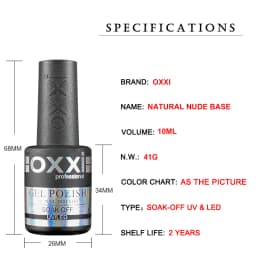 OXXI 10ml Natural Base for Gel Varnish Semipermanent Nude Rubber Base Gellac Nails Art Jelly Color UV Nail Base Coat Nail Polish