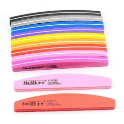 10pcs/lot Halfmoon Double Side Nail Files Buffer 100/180 Polishing Grinding Manicure Pedicure Nail Buffers File Tools