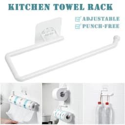 Punch Free Kitchen Paper Roll Holder Towel Hanger Rack Bar Cabinet Rag Hanging Bathroom Organizer Tools