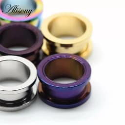 New 2pcs Colorful Anodized Stainless Steel Screw Fit Ear Flesh Tunnel Earring Plug Expander Body Jewelry Piercing Earlet Gauges