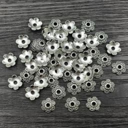 50pcs 8mm 10mm Beads Cap Antique Silver Plated Bronze Flower Shape Spacer Bead End Caps Findings For DIY Jewelry Making End Caps