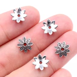 50pcs 8mm 10mm Beads Cap Antique Silver Plated Bronze Flower Shape Spacer Bead End Caps Findings For DIY Jewelry Making End Caps
