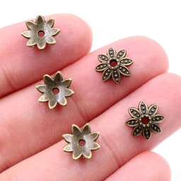 50pcs 8mm 10mm Beads Cap Antique Silver Plated Bronze Flower Shape Spacer Bead End Caps Findings For DIY Jewelry Making End Caps