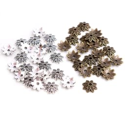 50pcs 8mm 10mm Beads Cap Antique Silver Plated Bronze Flower Shape Spacer Bead End Caps Findings For DIY Jewelry Making End Caps