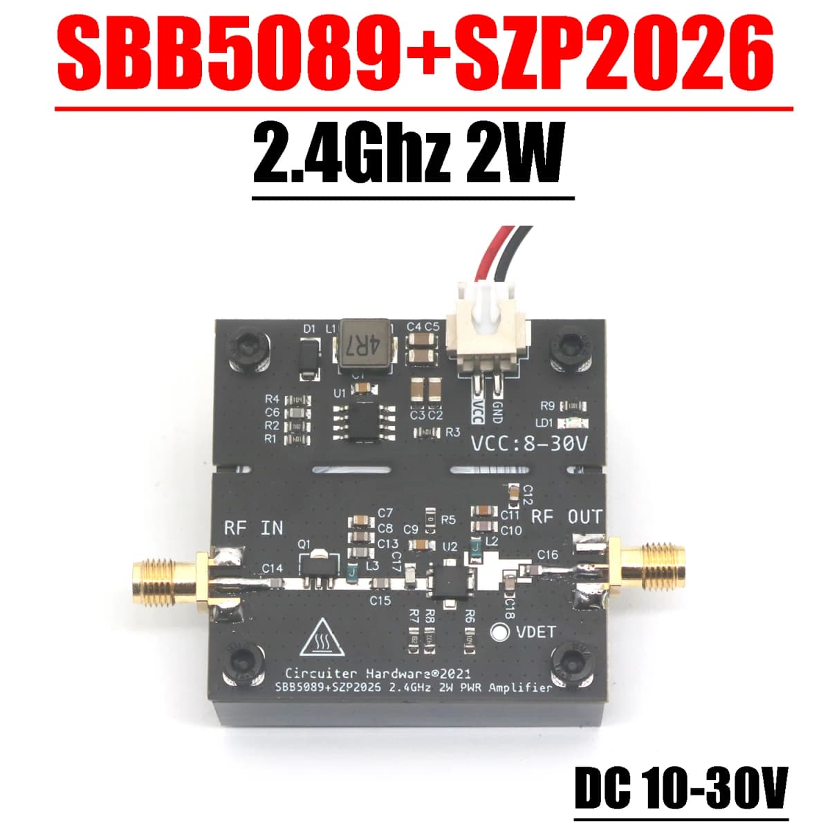 SBB5089 SZP2026 2.4G 2W RF POWER Amplifier WIFI InGaP Amplifier 23DB Gain 12V 24V DC 2.4GHZ Bluetooth Image Transfer HAM Radio