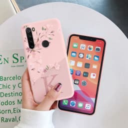 For Redmi Note 8 8T Phone Case Pink Flowers Initial Letter A To Z Silicone Soft Back Cover For Redmi Note8 8 T Coque Alphabet