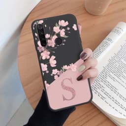For Redmi Note 8 8T Phone Case Pink Flowers Initial Letter A To Z Silicone Soft Back Cover For Redmi Note8 8 T Coque Alphabet