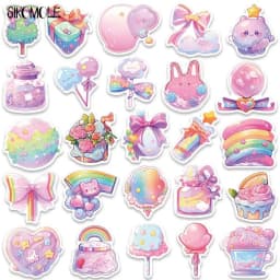 10/30/50PCS Cartoon Pink Cute Candy Item Stickers Kawaii DIY Travel Luggage Guitar Fridge Laptop Graffiti Sticker Kids Decals