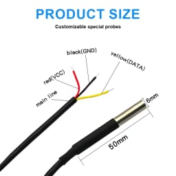 DS18b20 Stainless Steel Waterproof 1/2/3m Thread Temperature Probe Temperature Sensor 18B20 Cable For Arduino