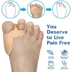 Pexmen 2Pcs/Pair Gel Bunion Corrector Toe Separator Spacer Toe Straighter for Hallux Valgus Blisters Overlapping and Hammer Toe
