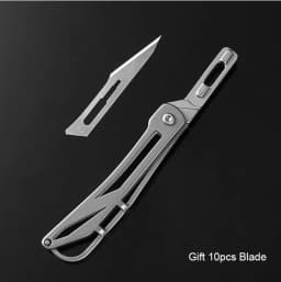 Stainless Steel G10 Titanium Alloy Folding Knife Keychain Pocket Knife Surgical Selfdefense Tool Replaceable NO.11 Surgical Blad