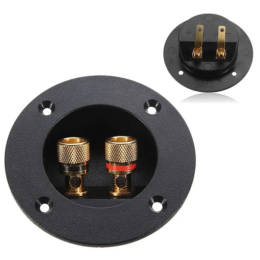 Black Brand New Speaker Terminal Connectors Round Boxes with 2 Banana Jack Gilded Subwoofer Stereo Plug Spring Cup Connection
