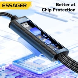 Essager 100W 7A USB Type C Fast Charger Cable 3 in 1 Fast Charging Cable for iPhone 15 14 13 12 ProMax Samsung Xiaomi Macbook