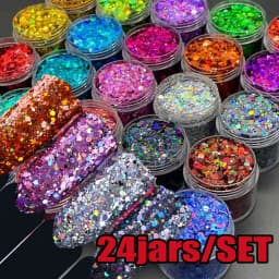 24 Boxes 3D Flocking Velvet Powder Villus Powder for Nail Art Decoration Nail Art Glitter Velvet Flocking Powder 2.5ml/Box BPB11