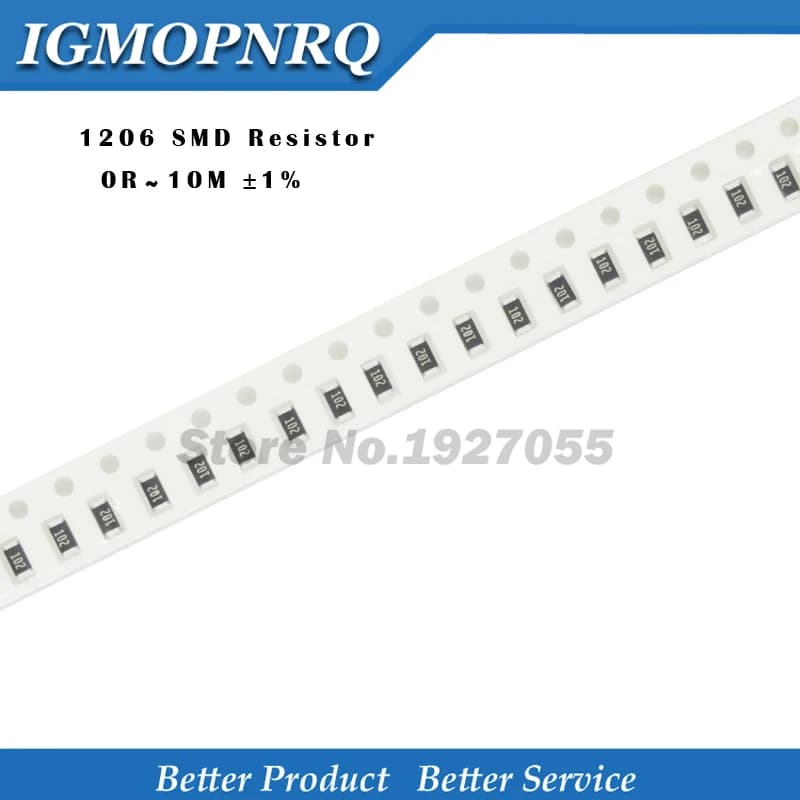 100pcs 1206 SMD resistor 1% 0R ~ 10M 1/4W 0 0.1 1 10 100 150 220 330 ohm 1K 2.2K 4.7K 10K 100K 1M 10M 1R 10R 100R 150R 220R 330R