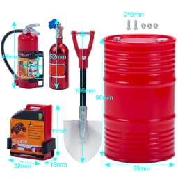 1:10 Scale Accessories Simulated Decoration Tools Shovel Fire-Extinguisher Oil Drum for RC Crawler Car TRX4 SCX10 Mini Models