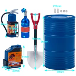 1:10 Scale Accessories Simulated Decoration Tools Shovel Fire-Extinguisher Oil Drum for RC Crawler Car TRX4 SCX10 Mini Models