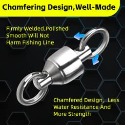 9KM 10~100pack Ball Bearing Swivel Fishing Swivel Solid Welding Rings Stainless Steel Heavy Duty Connector Freshwater Saltwater