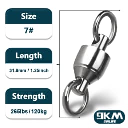 9KM 10~100pack Ball Bearing Swivel Fishing Swivel Solid Welding Rings Stainless Steel Heavy Duty Connector Freshwater Saltwater