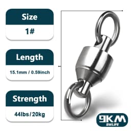 9KM 10~100pack Ball Bearing Swivel Fishing Swivel Solid Welding Rings Stainless Steel Heavy Duty Connector Freshwater Saltwater