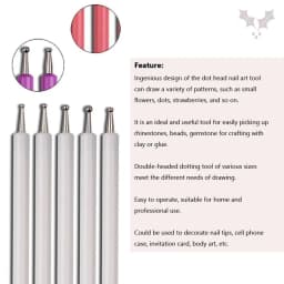 5Pcs Dual-Ended Nail Art Dotting Tools, with 10 Different Sizes for Dotting, Marbleizing & Painting Manicure Kit