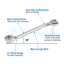 6-22mm Oil Pipe Flare Nut Wrench Spanner Set of Keys Multitools Full Polish High Torque Hand Tool Brake Wrench for Car Repair