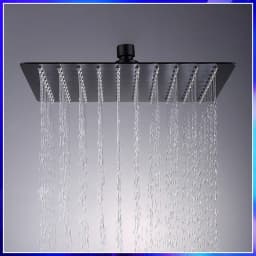 BAKALA Round & Square Stainless Steel Ultra-thin Showerheads 16/12/10/8 Inch Rainfall Shower Head Rain Shower BLACK Finish