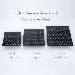 BAKALA Round & Square Stainless Steel Ultra-thin Showerheads 16/12/10/8 Inch Rainfall Shower Head Rain Shower BLACK Finish