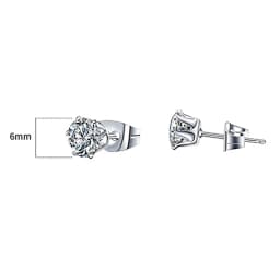 Huitan Minimalist Crystal Cubic Zirconia Stud Earrings for Women/Men 6 Claws Design Fashion Earrings Silver Color Hot Jewelry