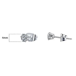 Huitan Minimalist Crystal Cubic Zirconia Stud Earrings for Women/Men 6 Claws Design Fashion Earrings Silver Color Hot Jewelry