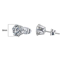 Huitan Minimalist Crystal Cubic Zirconia Stud Earrings for Women/Men 6 Claws Design Fashion Earrings Silver Color Hot Jewelry