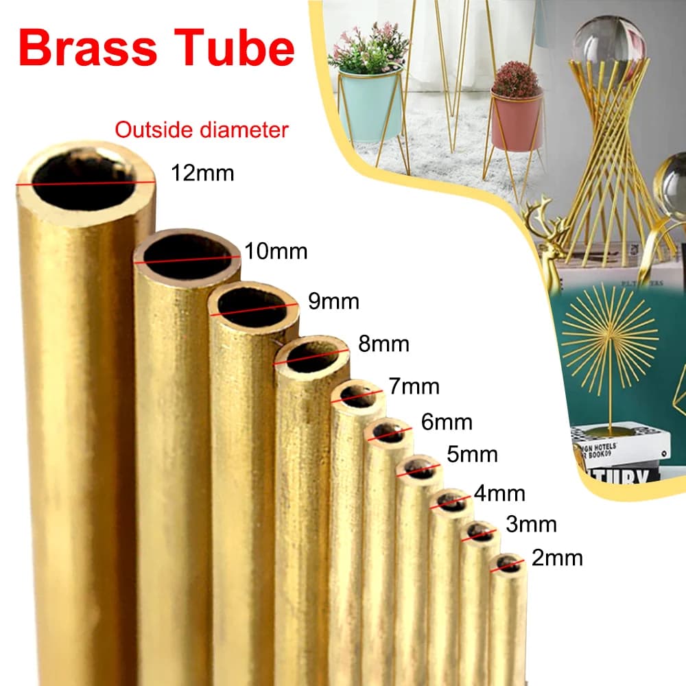Brass Tubes Diameter 2/3/4/5/6/7/8/9/10/11/12/13/14/15mm Length 300mm 0.5mm Brass Rod Pipe Brass Tube Modelmaking Cutting Tool