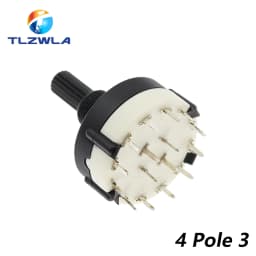 1PCS RS26 Plastic 4 Pole 3 Position Rotary Band Switch 2 Pole6 Position 1 Pole12 Position Handle Length 21MM Axis Band Switch