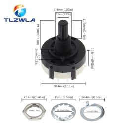 1PCS RS26 Plastic 4 Pole 3 Position Rotary Band Switch 2 Pole6 Position 1 Pole12 Position Handle Length 21MM Axis Band Switch