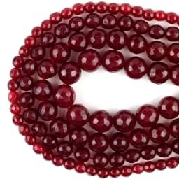 Natural Rubys Chalcedony Jades Stone Beads Faceted Round Loose Spacer For Jewelry Making DIY Bracelet Handmade 4/6/8/10/12mm