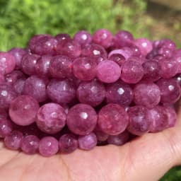 Natural Rubys Chalcedony Jades Stone Beads Faceted Round Loose Spacer For Jewelry Making DIY Bracelet Handmade 4/6/8/10/12mm