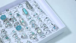 20/30Pcs/Lot Vintage Boho Glass Turquoise Rings Fashion Women Vacation Style Daily Festival Jewelry Party Decoration Gifts