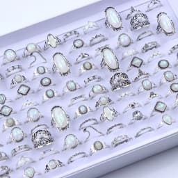 20/30Pcs/Lot Vintage Boho Glass Turquoise Rings Fashion Women Vacation Style Daily Festival Jewelry Party Decoration Gifts