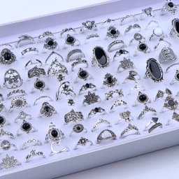 20/30Pcs/Lot Vintage Boho Glass Turquoise Rings Fashion Women Vacation Style Daily Festival Jewelry Party Decoration Gifts
