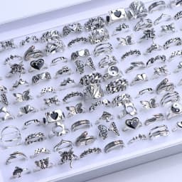 20/30Pcs/Lot Vintage Boho Glass Turquoise Rings Fashion Women Vacation Style Daily Festival Jewelry Party Decoration Gifts