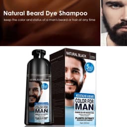 Natural Long Lasting 200ml Permanent Beard Dye Shampoo for Men Beard Dying Removal White Grey Beard Hair Men Beard Dye Shampoo