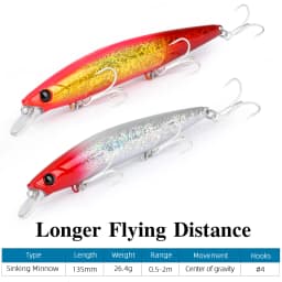 TSURINOYA 135mm 26.4g Ultra Long Casting 135S Saltwater Sinking Minnow BAYONET Tungaten Weight Fishing Lure Seabass Hard Bait