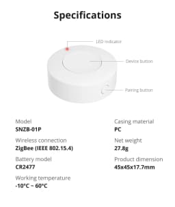 SONOFF SNZB-01P Wireless Smart Zigbee Switch Custom Button Action Zigbee 3.0 Smart Switch Work with Zigbee Hub Alexa Google Home