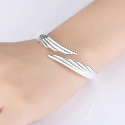 Fashion 925 Sterling Silver Woman Cuff Bracelet Lucky Angel Wing Lucky Bangle Girls Party Jewelry Gifts Christmas