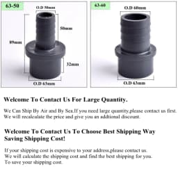 O.D 32/40/50/63-14/20/30/40/50/60mm Big Size UPVC Pagoda Connector Garden Irrigation Pipe Soft Hose Adapter Joint Accessories